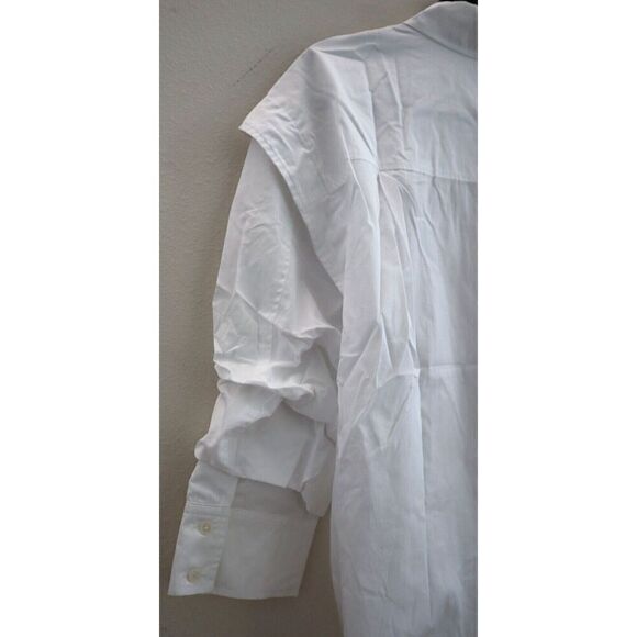 Derek Lam 10 Crosby Women's Sz 2 White Marley Button-Front Ruched L/S Shirt - Picture 7 of 10